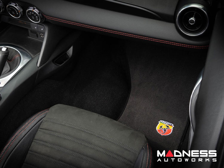 FIAT 124 Floor Mats - Black Carpet w/ ABARTH Crest